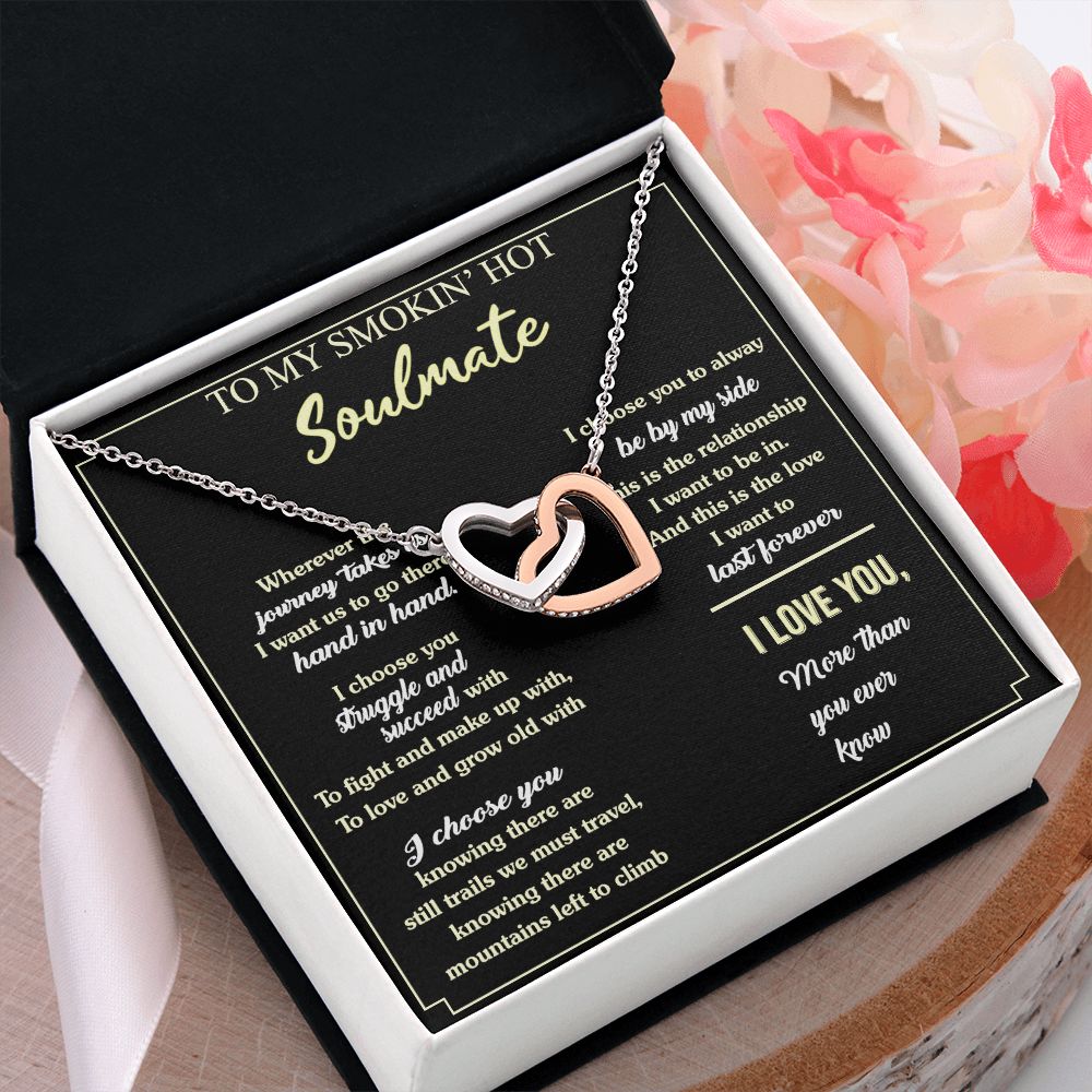 To My Soulmate Necklace for Women Birthday Valentines Day Jewelry Gifts For My Wife with Message Card Box Personalized Gift Present Pendant for Future Wife Soulmate Girlfriend Love 7 Interlocking Hearts Necklace