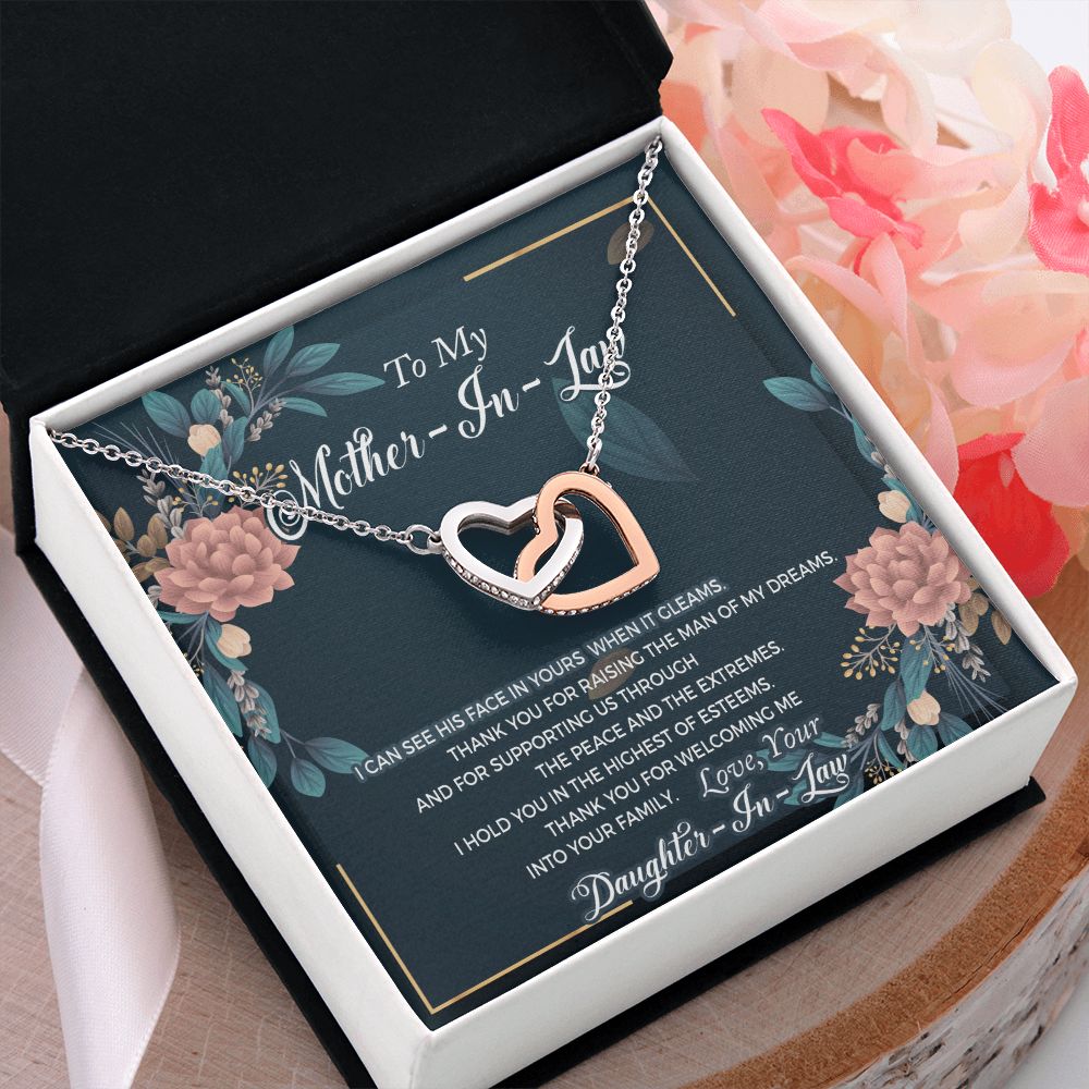Mother in Law Necklace, Jewelry for Women, Future Mother in Law Gifts from Daughter in Law, Mother of Bride Gifts For Mother in Law, Birthday Gifts For Mother In Law From Daughter In Law2 Interlocking Hearts Necklace