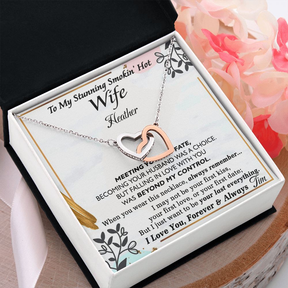 To My Wife Necklace from Husband, Personalized Necklace for Women, Luxury Necklace for Wife from Man Men, Wedding Anniversary Present For Wife, Beautiful Wife Jewelry Christmas Birthday Gift For Wife22 Interlocking Hearts Necklace
