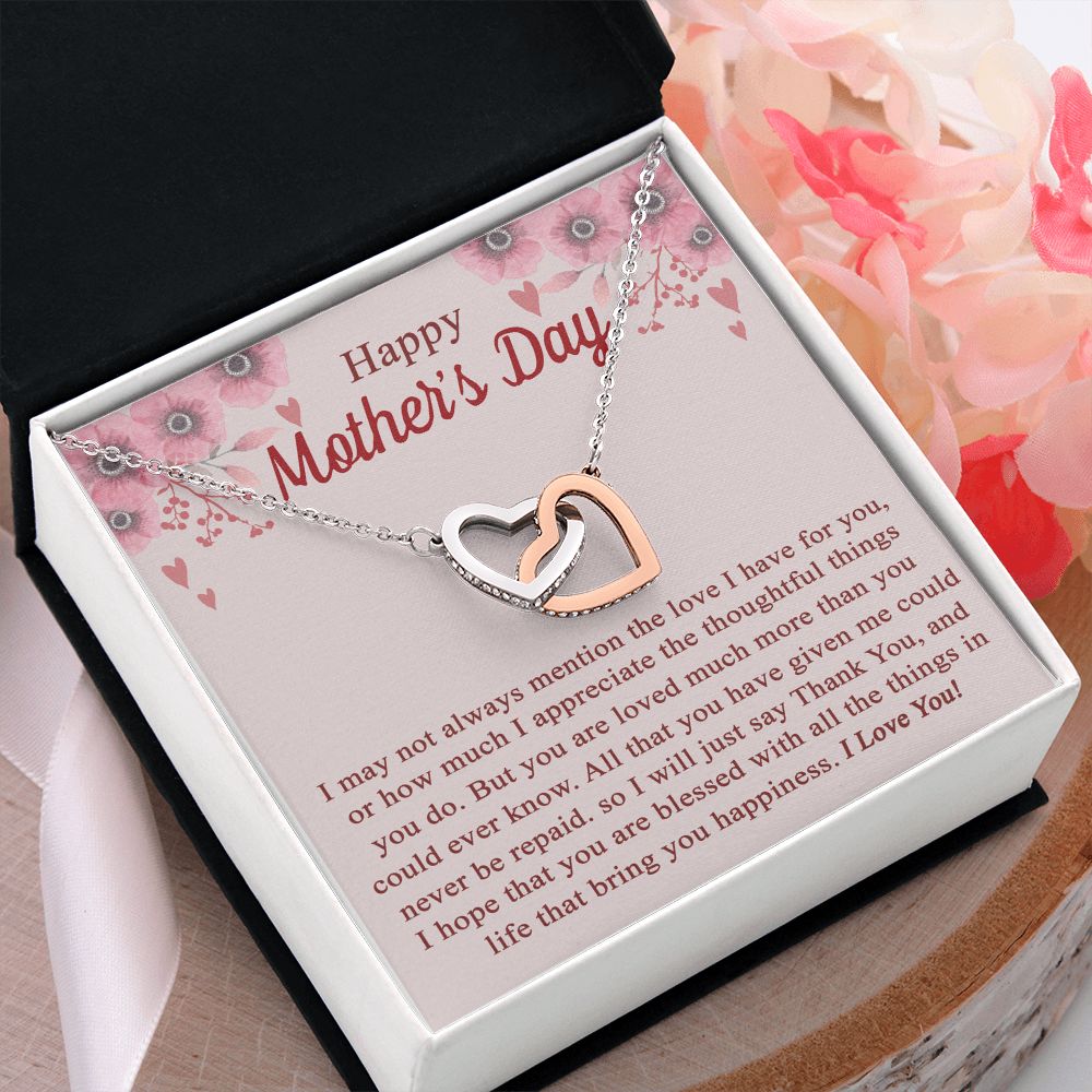 vTo My Mom Angel Mother Necklace Pendant Gift From Daughter Or Son With Message Card Gift For Mom Interlocking Hearts Necklace