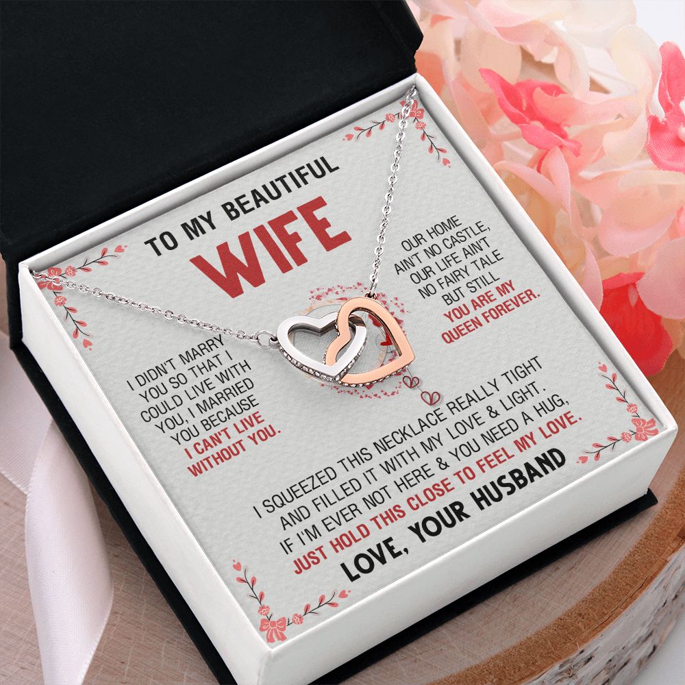 To My Beautiful Wife Necklace, Wedding Anniversary Jewelry For Women, Necklace For Wife from Husband, Gifts For Wife Birthday Gifts Necklace, Jewelry With Message Card In A Gift Box