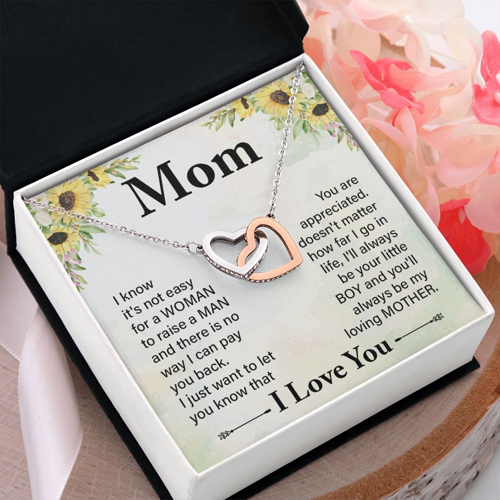 To My Mom Necklace, Gift For Mom, Mother's Day Gift from Daughter, Mom Jewelry Gift for Mothers Day, Birthday Gift for Mother, Moms Gift from Daughter Son, Necklace for Mom Mother 20 Interlocking Hearts Necklace