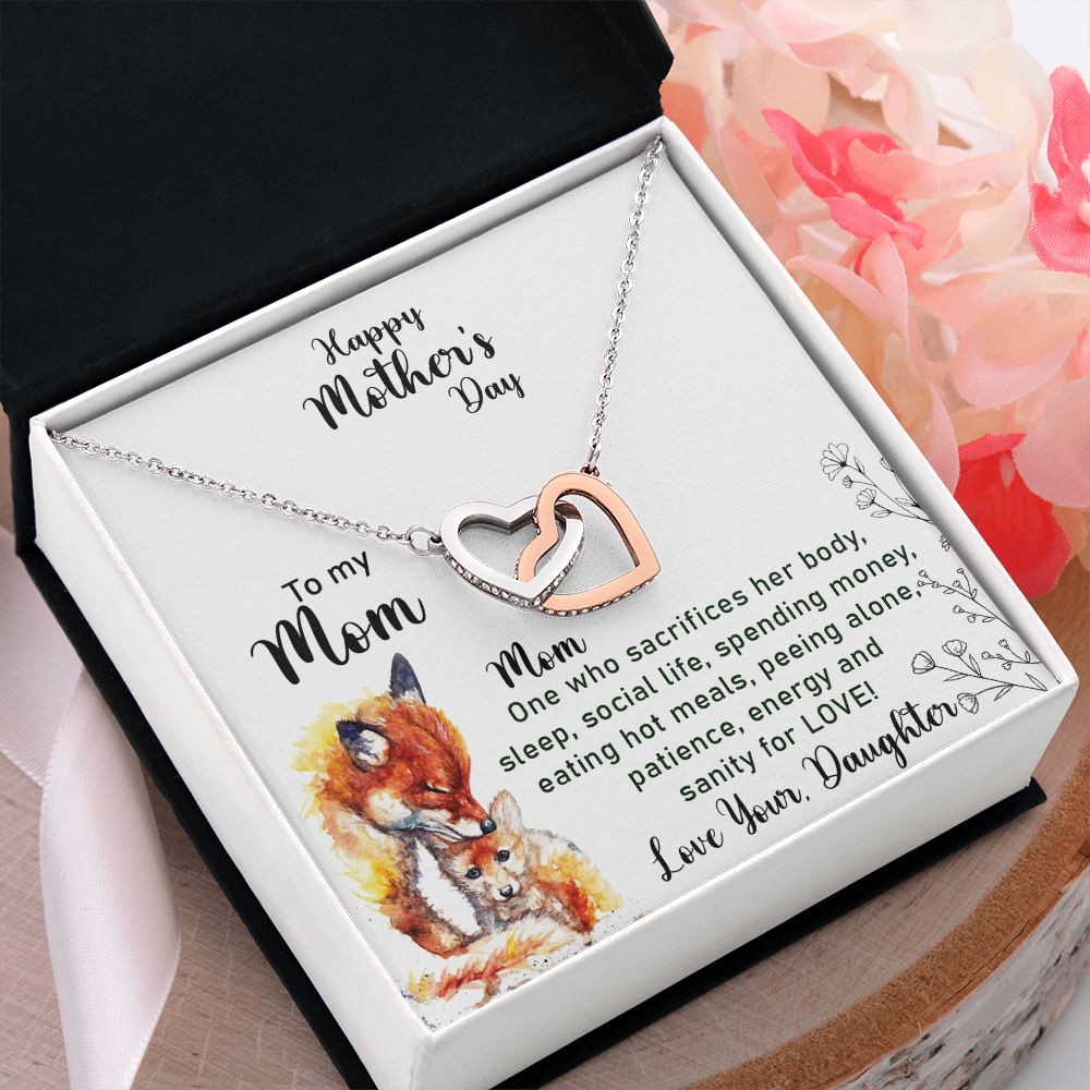 Mom Necklace Gifts for Mom from Daughter to Mom Gifts for Mothers Day from Daughter, To My Mom Necklace from Daughter to Mom Birthday Gifts Necklace with Message Card and Gift Box2223 Interlocking Hearts Necklace