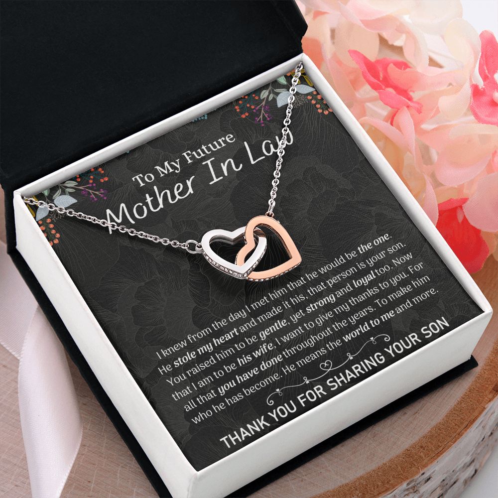 Future Mother In Law Sunflower Bracelet, Mother In Law To Be Gifts, Soon To Be Mother In Law Gifts, Future Mother In Law Birthday Gift Interlocking Hearts Necklace