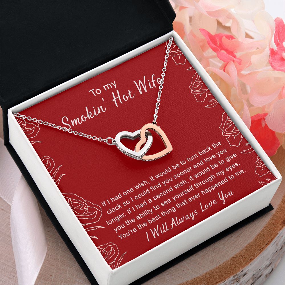 To My Wife Necklace from Husband, Personalized Necklace for Women, Luxury Necklace for Wife from Man Men, Wedding Anniversary Present For Wife, Beautiful Wife Jewelry Christmas Birthday Gifts For Wife4 Interlocking Hearts Necklace