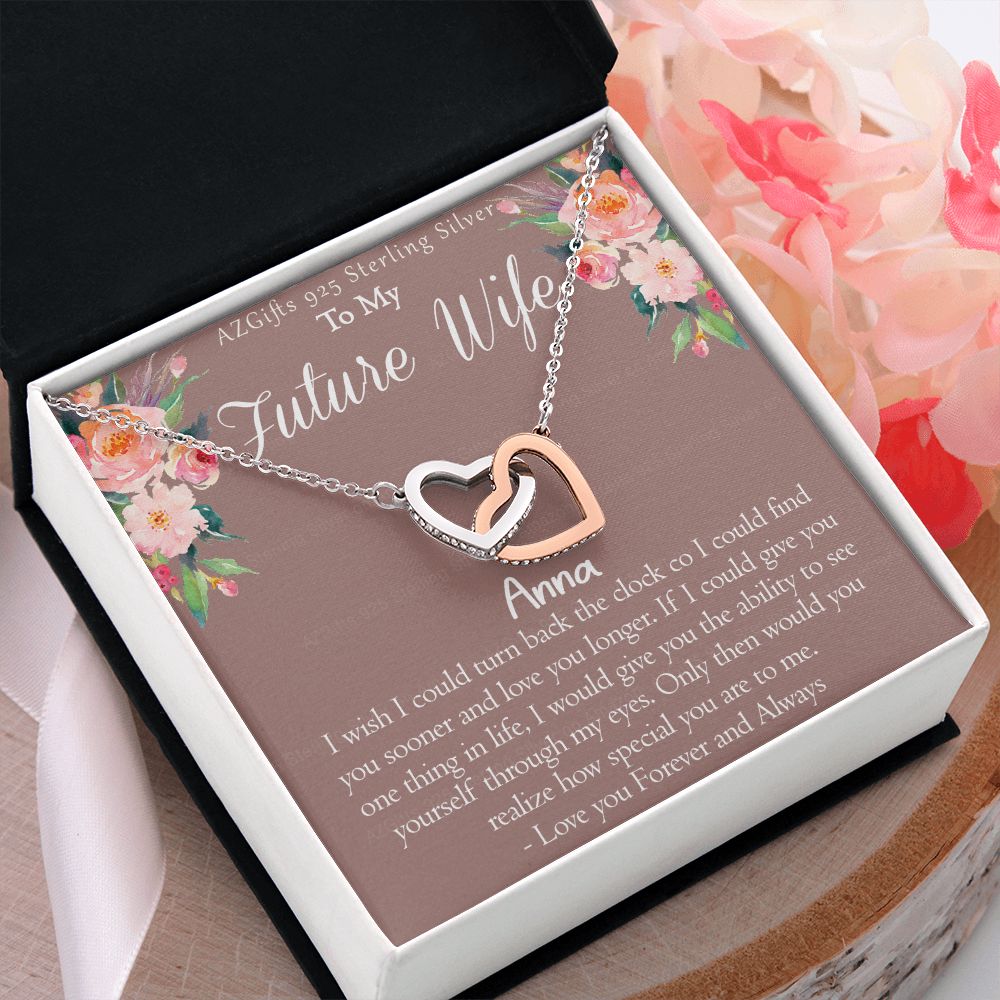 To My Future Wife Necklace from Future Husband Boyfriend Gift for Girlfriend Personalized Necklace Gift for Girlfriend Pendant Jewelry for Fiance Romantic Gifts For Her Interlocking Hearts Necklace