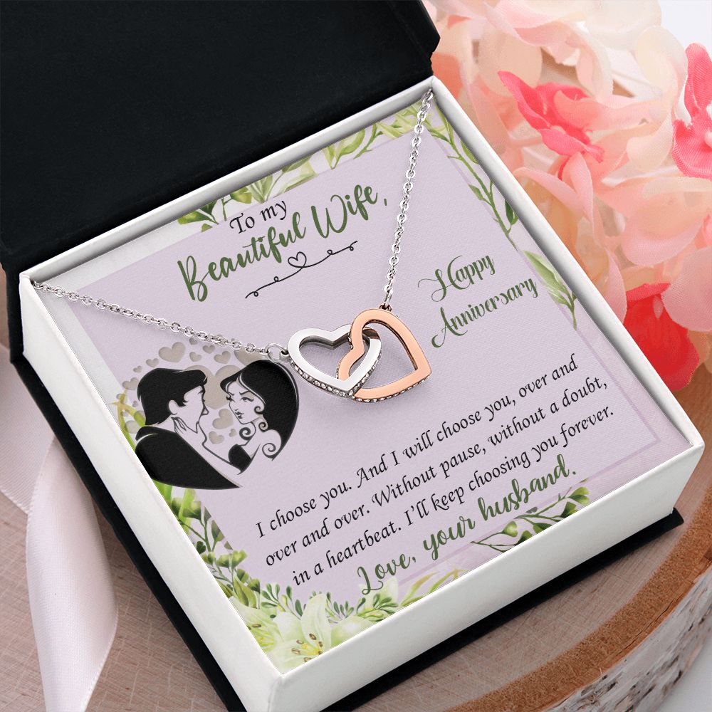To My Beautiful Wife Necklace, Wedding Anniversary Jewelry For Women, Necklace For Wife from Husband, Gifts For Wife Birthday Gifts Necklace, Jewelry With Message Card In A Gift Box