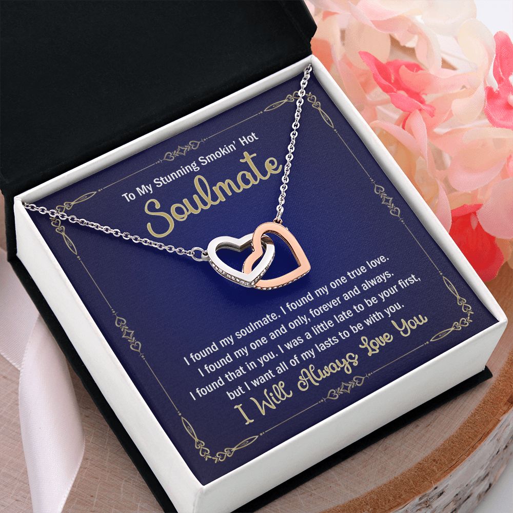 To My Smokin Hot Soulmate Necklace - Wife Gifts From Husband To My Wife Necklace, Gift for Her Romantic, Girlfriend Gifts Necklace for Wife from Men Includes Message Card and Gift Box 6 Interlocking Hearts Necklace