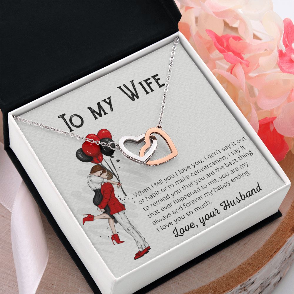 Birthday Gifts For Wife, Necklace Gifts For Wife From Husband, To My Wife Jewelry For Women , To My Wife Necklace  from Husband Wedding Anniversary Present For Wife, Beautiful Wife Jewelry Christmas 7 Interlocking Hearts Necklace