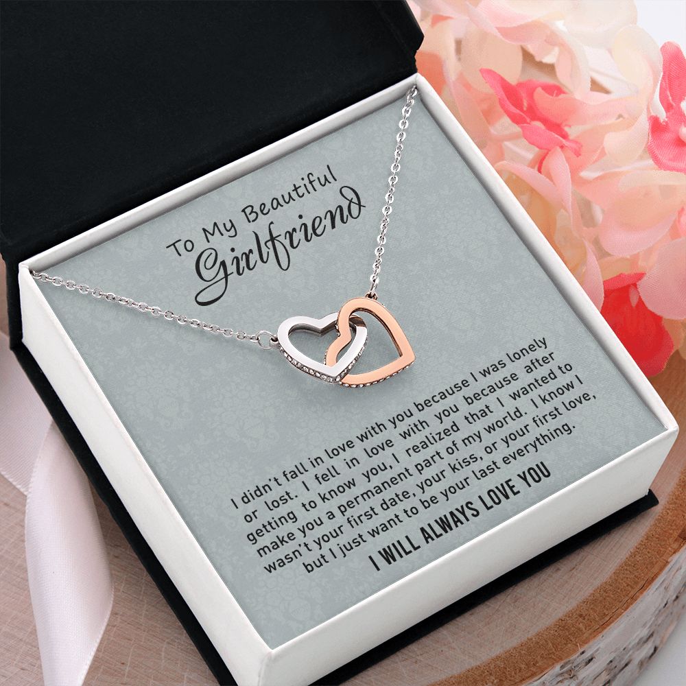 To My Girlfriend Necklace from Boyfriend, Personalized Necklace for Women, Luxury Necklace for Girlfriend, Wedding Anniversary Present For Her, Girlfriend Gift Jewelry Christmas Birthday Gift2 Interlocking Hearts Necklace