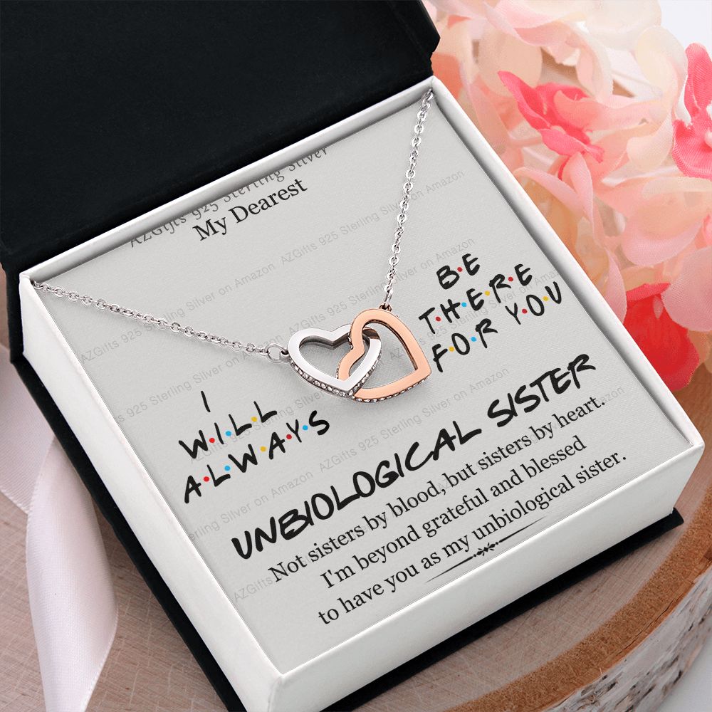 To My Unbiological Sister Necklace Pendant Gift for Soul Sister Unbiological Sister Gift for Women Girls My Unbiological Sister Jewelry Birthday Gift Idea 301 Interlocking Hearts Necklace