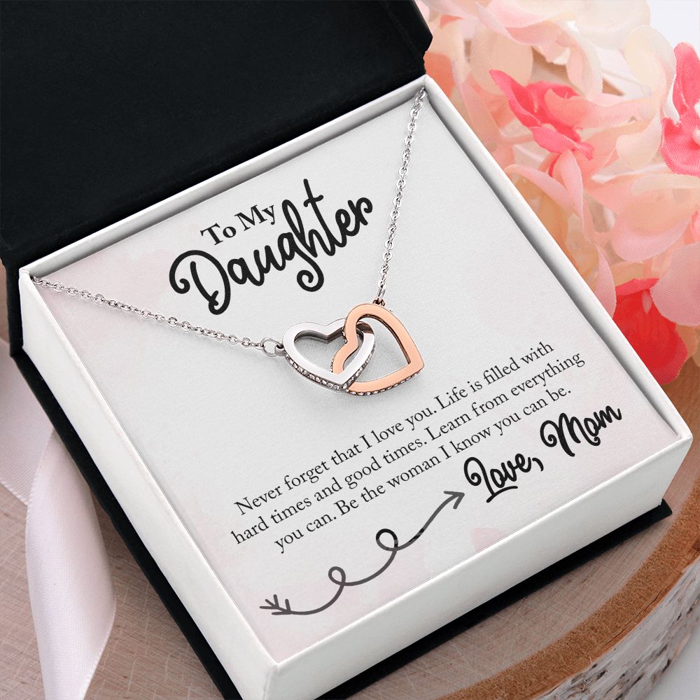 To My Daughter Necklace Pendant Gift From Mom Necklace I Know You Can Be With Message Card Gift Box Gift For To Daughter Daughter In Law On Birthday Anniversary Interlocking Hearts Necklace