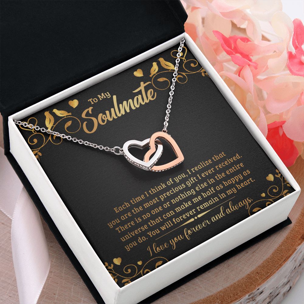 To My Soulmate Necklace for Women Birthday Christmas Jewelry Gifts For My Wife with Message Card Box Personalized Gift Present Pendant for Future Wife Soulmate Girlfriend Love 19 Interlocking Hearts Necklace