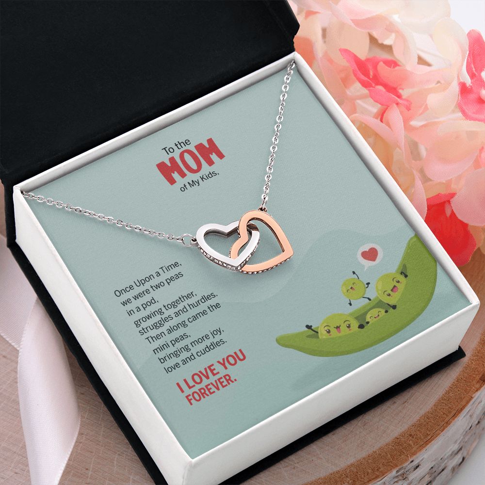 To My Mom Peas Pod Necklace From Kids, Gift For Mom On Mother's Day Jewelry Mom Interlocking Hearts Necklace