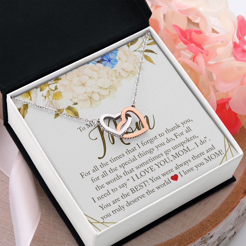 To My Mom Necklace, Gift For Mom, Mother's Day Gift from Daughter, Mom Jewelry Gift for Mothers Day, Birthday Gift for Mother, Moms Gift from Daughter Son, Necklace for Mom Mother 16 Interlocking Hearts Necklace