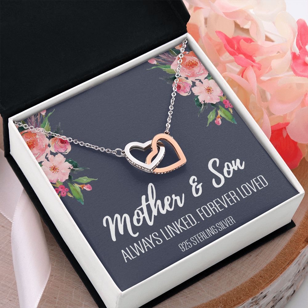 Gift For Mom From Son, Mother Son Gifts, Happy Mother's Day Necklace, Mom Gift Interlocking Hearts Necklace