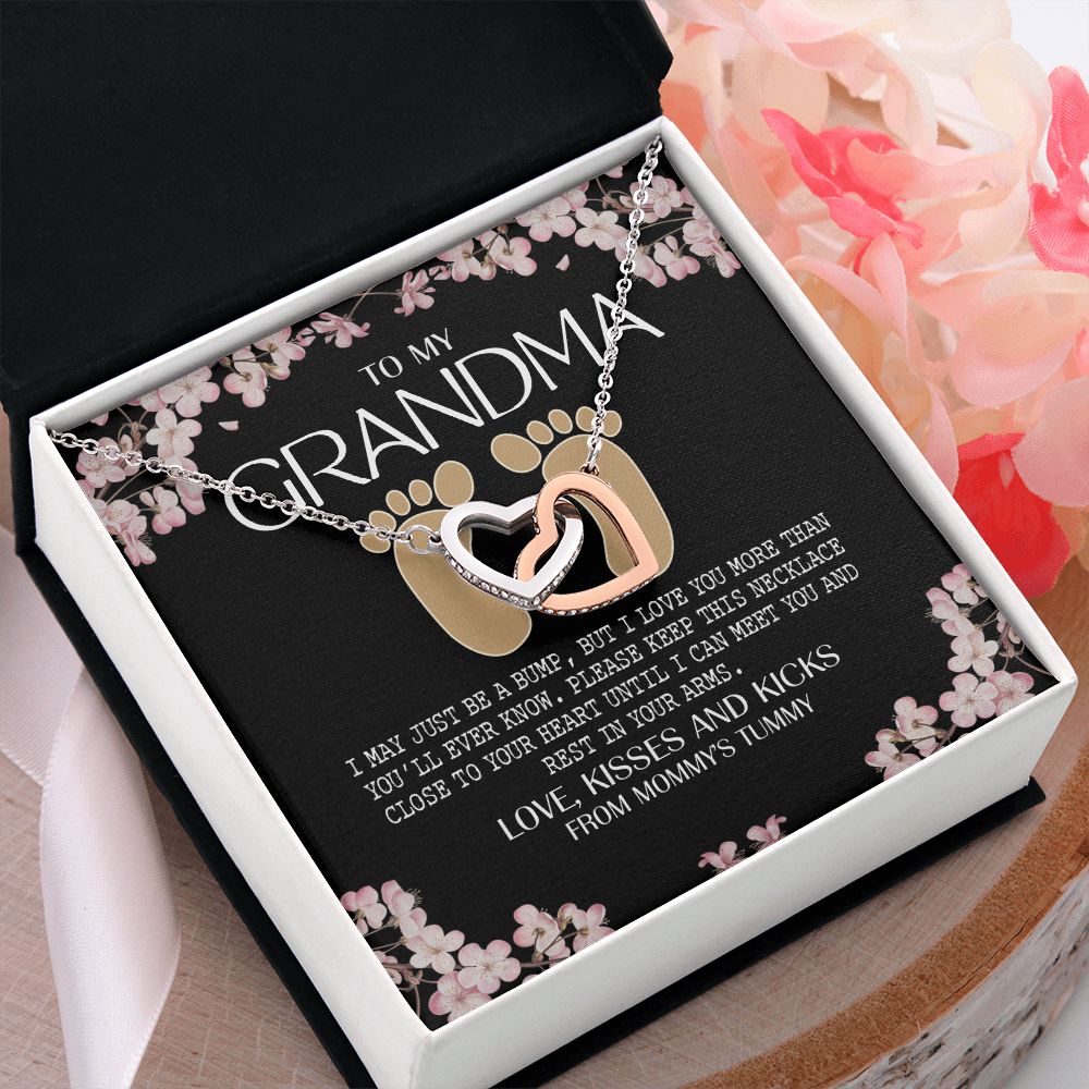 To My Grandma Necklace, Gift for Grandmother Necklace, Mothers Day Gift For Grandma Nana, Grandma Jewelry From Grandchildren GrandKids , Jewelry Box Gift For Grandma Grandmother16 Interlocking Hearts Necklace
