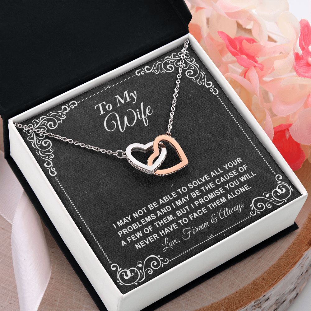 To My Wife Necklace, Gift For Wife From Husband, Anniversary Gift, Valentine's Interlocking Hearts Necklace