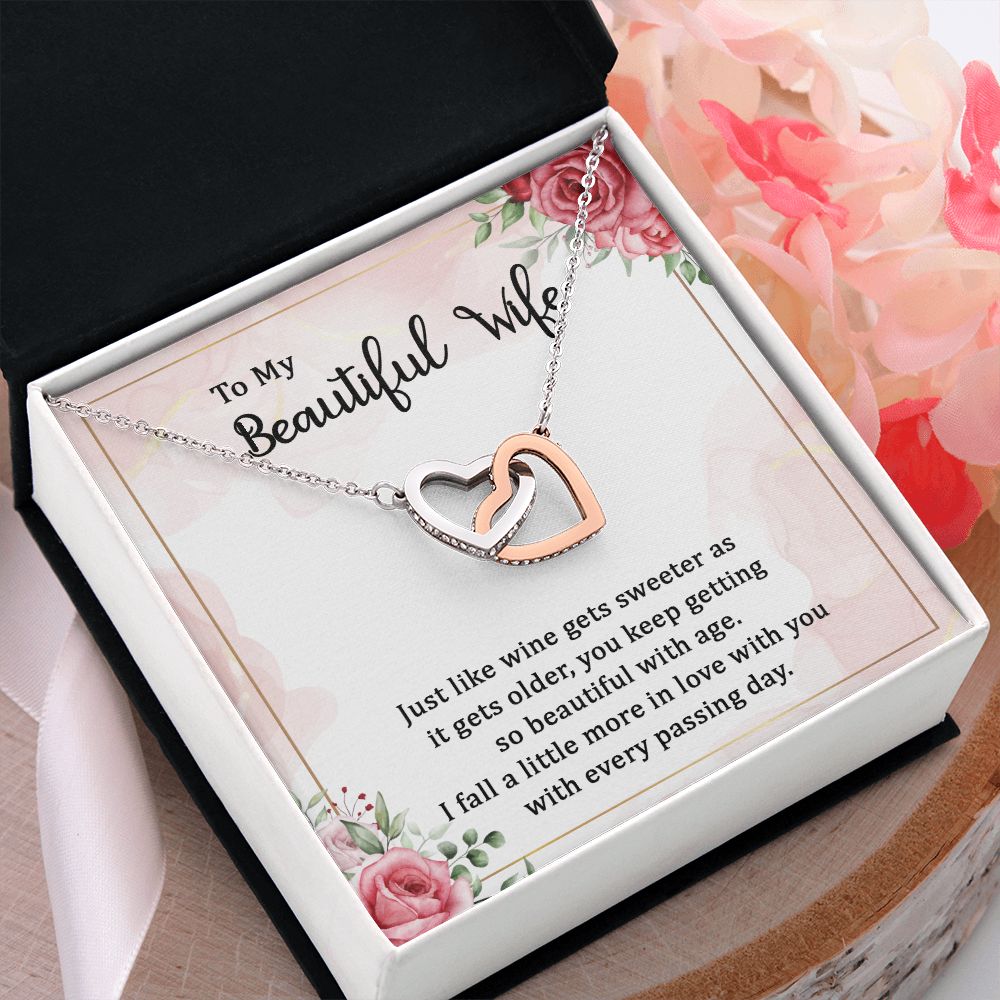 To My Beautiful Wife Necklace, Wedding Anniversary Jewelry For Women, Necklace For Wife from Husband, Gifts For Wife Birthday Gifts Necklace, Jewelry With Message Card In A Gift Box