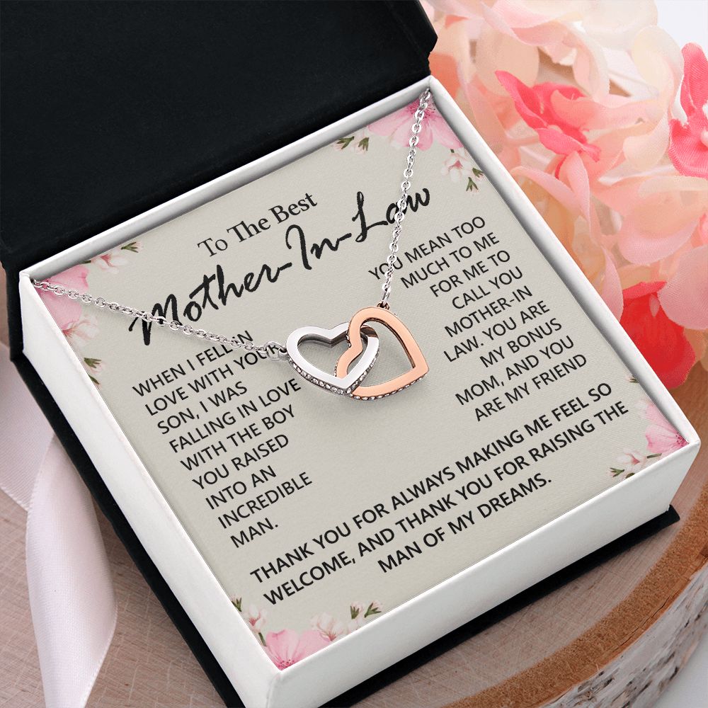 Mother in Law Necklace, Jewelry for Women, Future Mother in Law Gifts from Daughter in Law, Mother of Bride Gifts For Mother in Law, Birthday Gifts For Mother In Law From Daughter In Law12 Interlocking Hearts Necklace