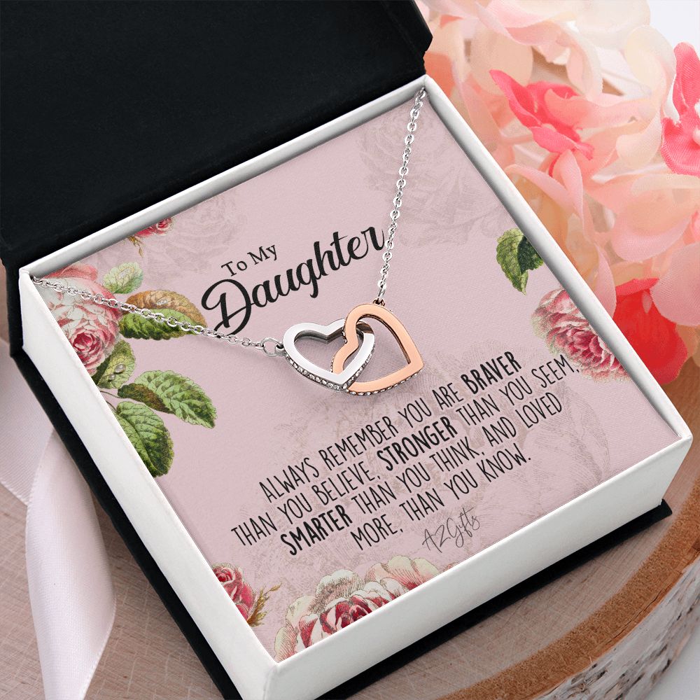 To My Daughter Gift Necklace from Mom, Mother and Daughter Necklace for Girls, Mother Daughter Gift Ideas, Jewelry Pendant Interlocking Hearts Necklace