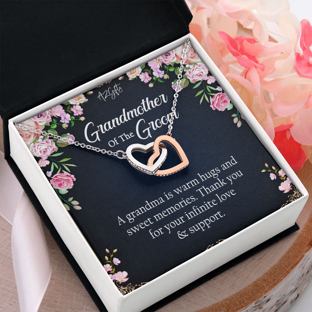 To My Grandmother Necklace, Gift for Grandmother Necklace, Mothers Day Gift For Grandma Nana, Grandma Jewelry From Grandchildren GrandKids , Jewelry Box Gift For Grandma Grandmother2 Interlocking Hearts Necklace