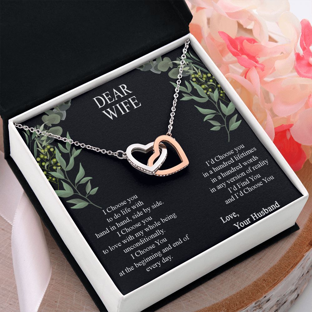 Birthday Gifts For Wife, Necklace Gifts For Wife From Husband, To My Wife Jewelry For Women , To My Wife Necklace  from Husband Wedding Anniversary Present For Wife, Beautiful Wife Jewelry Christmas12 Interlocking Hearts Necklace