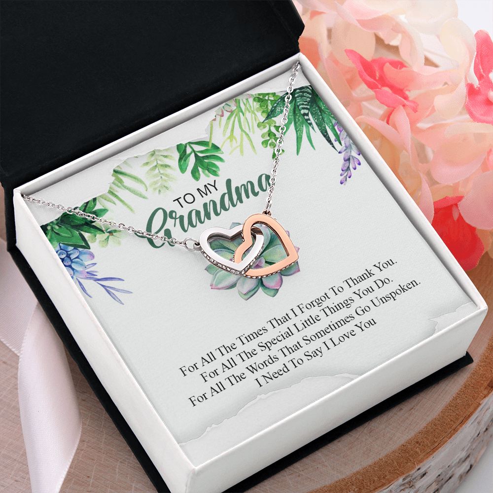 To My Grandma Necklace, Gift for Grandmother Necklace, Mothers Day Gift For Grandma Nana, Grandma Jewelry From Grandchildren GrandKids , Jewelry Box Gift For Grandma Grandmother19 Interlocking Hearts Necklace