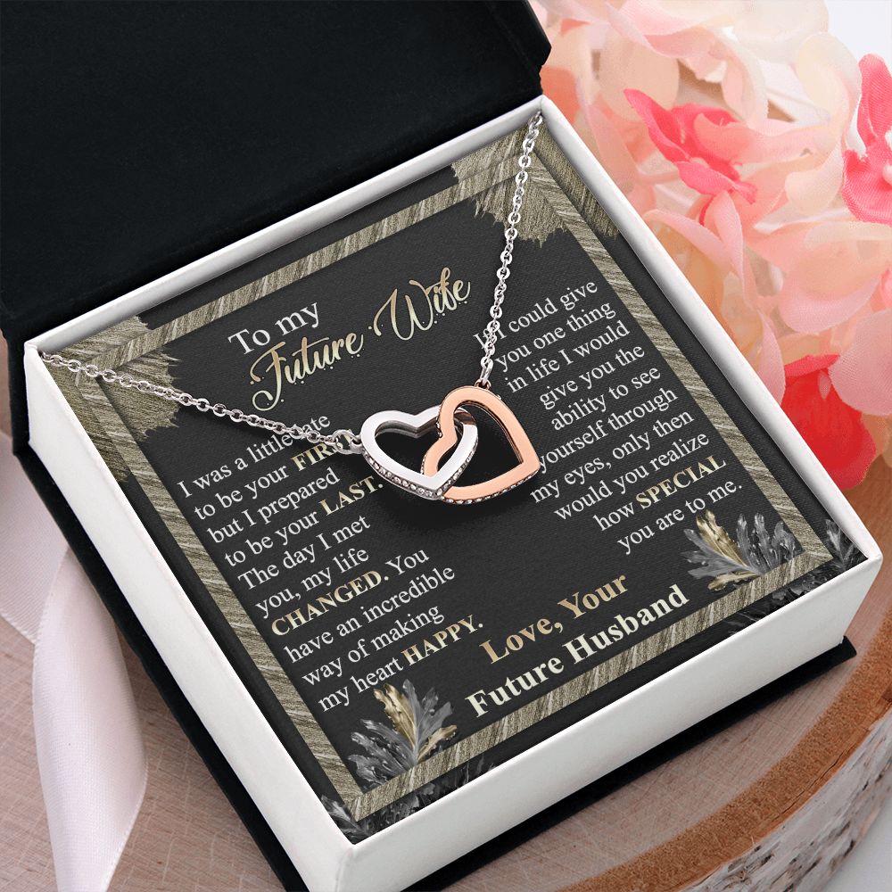 To My Future Wife Necklace from Boyfriend, Personalized Necklace for Women, Luxury Necklace for Girlfriend, Wedding Anniversary Present For Her, Girlfriend Gift Jewelry Christmas Birthday Gift Interlocking Hearts Necklace