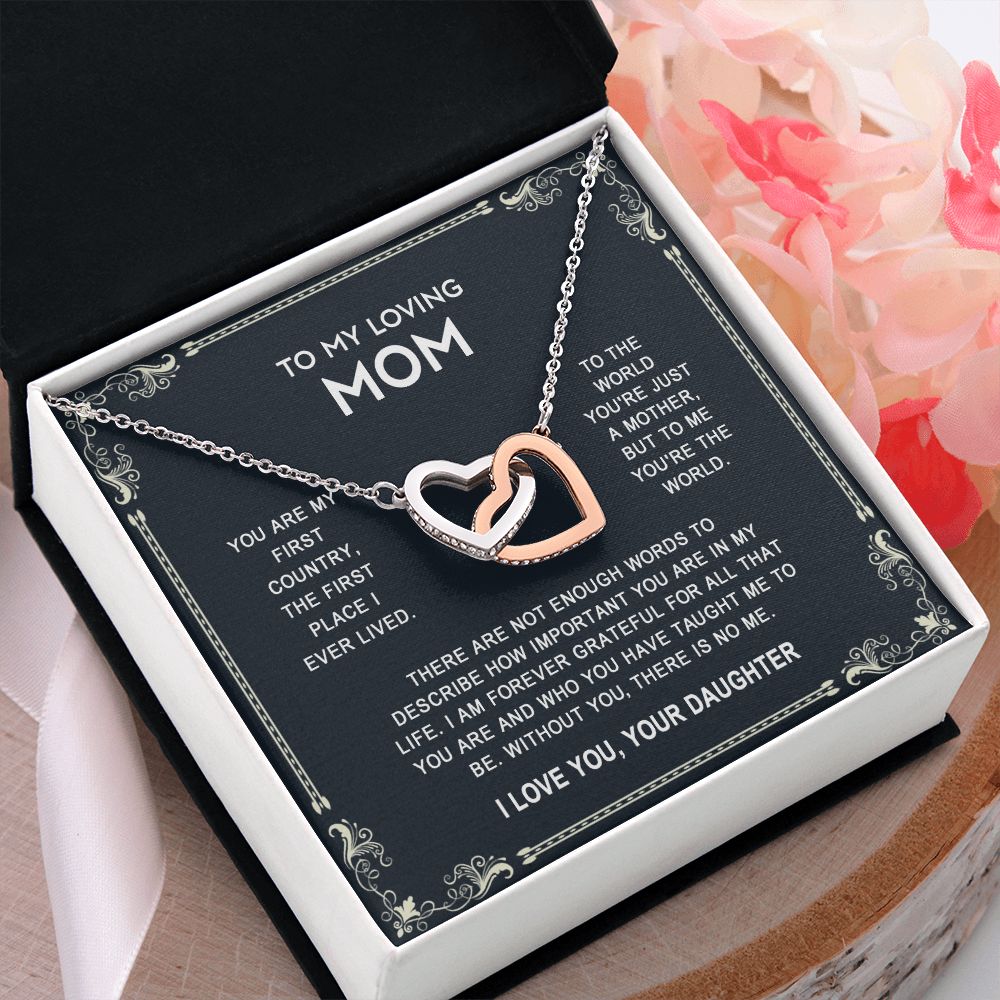 To My Mom Necklace, Gift For Mom, Mother's Day Gift from Daughter, Mom Jewelry Gift for Mothers Day, Birthday Gift for Mother, Moms Gift from Daughter Son, Necklace for Mom Mother 14 Interlocking Hearts Necklace