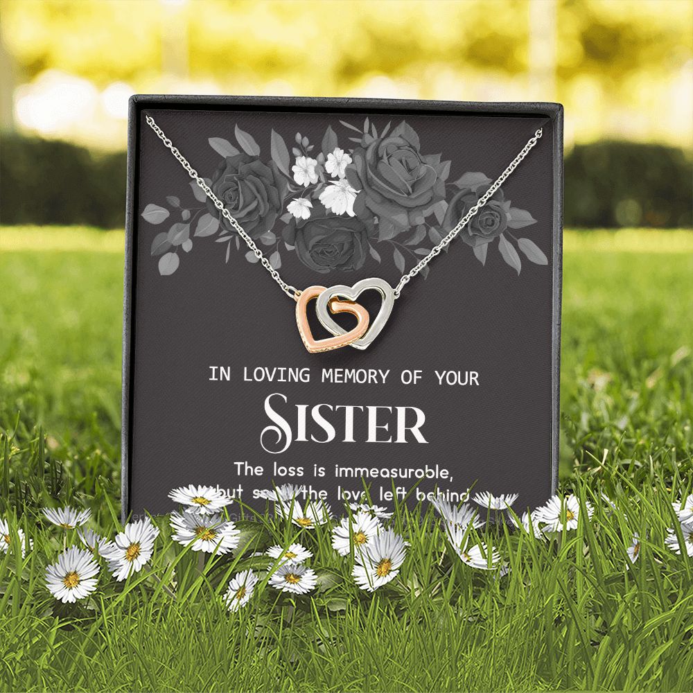 In Memory Of Your Sister, Sympathy Gift Loss Of Sister, Sympathy Gift Box, Loss Of Sister Necklace, Loss Of Sister, Loss Of A Sister Interlocking Hearts Necklace