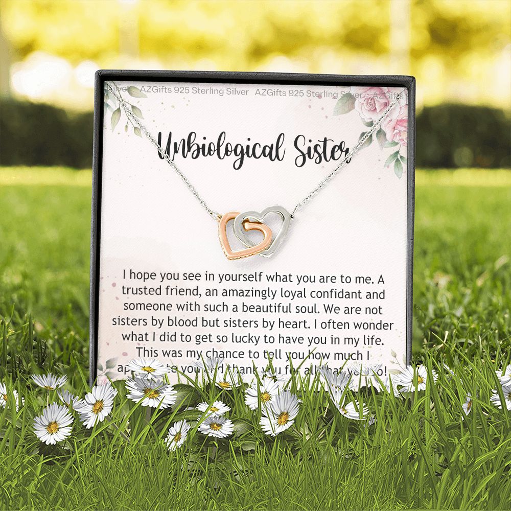 Gifts For Unbiological Sister, Unbiological Sister Gift, Unbiological Sister Gift Birthday, Gift For Best Friends Birthday, Best Friend Gift Interlocking Hearts Necklace