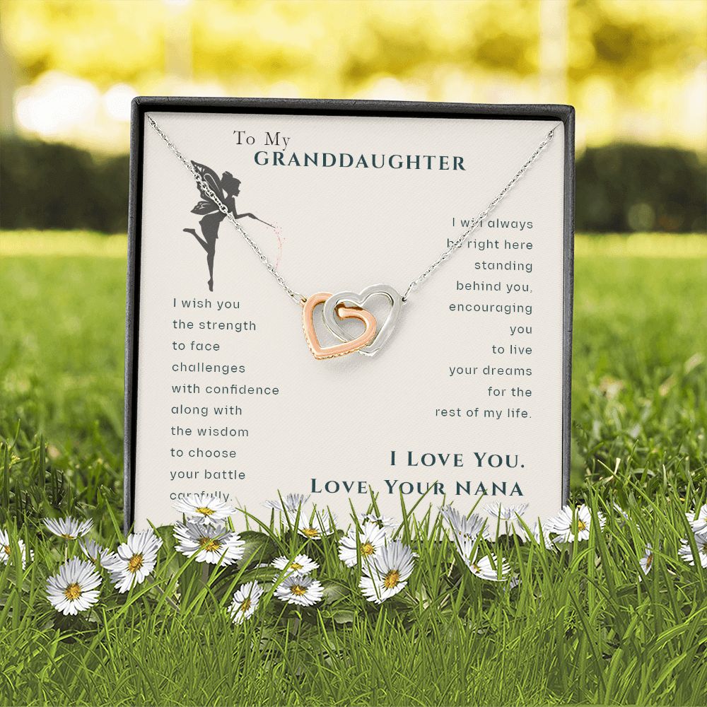 To My Granddaughter Dragonfly Necklace, Gift for Granddaughter From Nana Interlocking Hearts Necklace