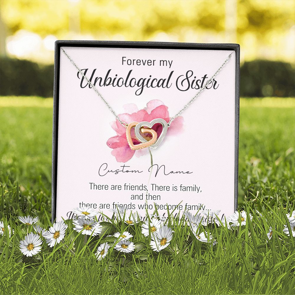 To My Unbiological Sister Necklace for Soul Sister Gift for Big Little Sorority Sister in Law Necklace for Sister Gift Tribe Jewelry Birthday Gift Idea for Best Friend 301 Interlocking Hearts Necklace