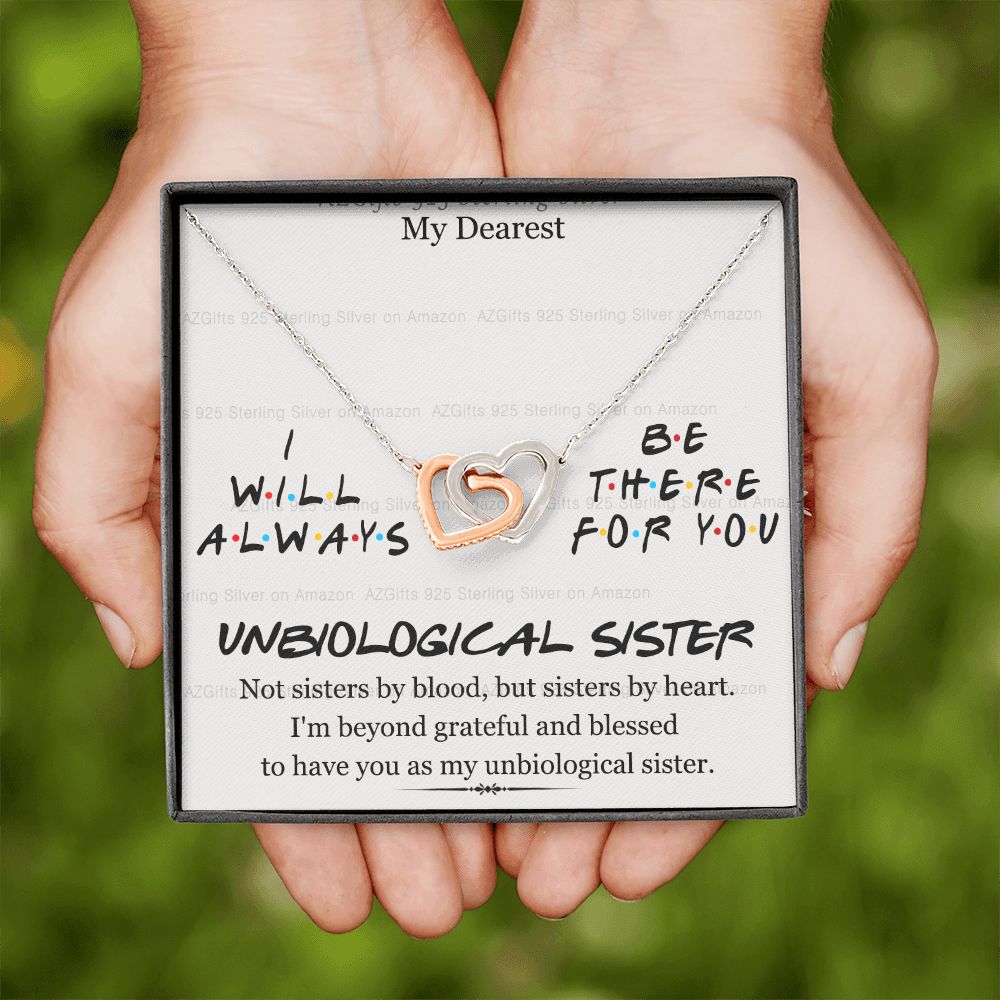 To My Unbiological Sister Necklace Pendant Gift for Soul Sister Unbiological Sister Gift for Women Girls My Unbiological Sister Jewelry Birthday Gift Idea 301 Interlocking Hearts Necklace