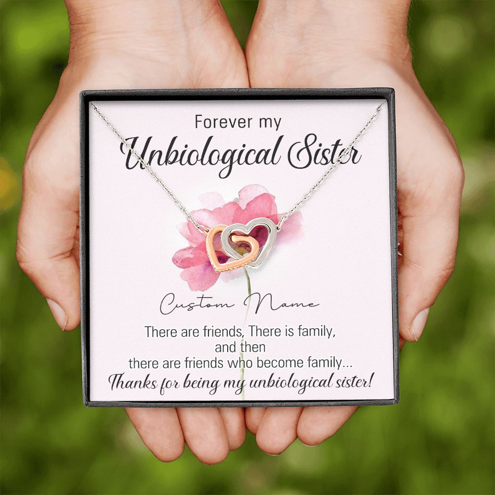 To My Unbiological Sister Necklace for Soul Sister Gift for Big Little Sorority Sister in Law Necklace for Sister Gift Tribe Jewelry Birthday Gift Idea for Best Friend 301 Interlocking Hearts Necklace