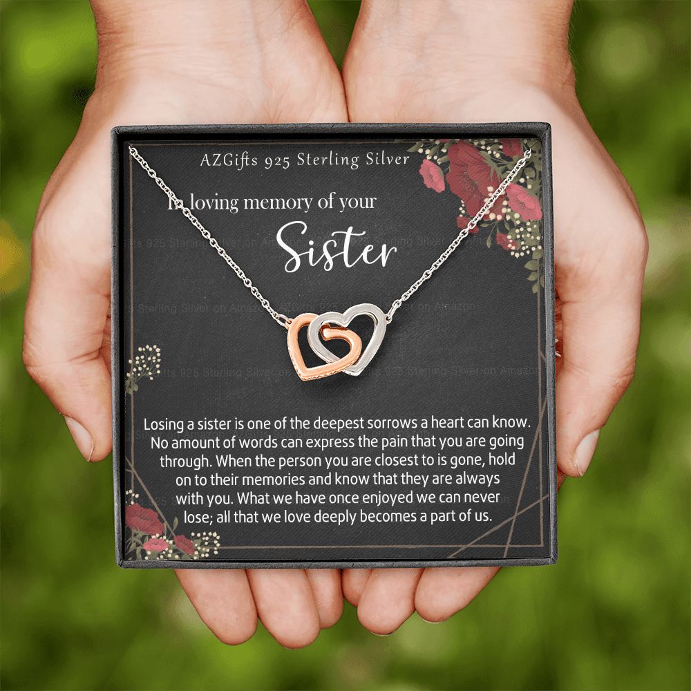 In Loving Memory Of Your Sister Necklace Memorial Gifts For Loss Of Sister Gift Mother Condolence Gift Grief Gift Remembrance Gifts for Bereavement Jewelry Gift for Women 301 Interlocking Hearts Necklace