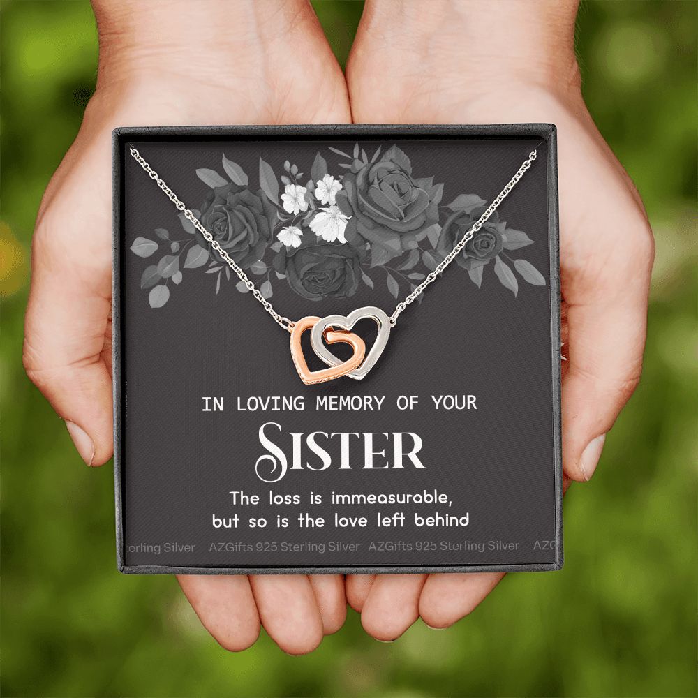 In Memory Of Your Sister, Sympathy Gift Loss Of Sister, Sympathy Gift Box, Loss Of Sister Necklace, Loss Of Sister, Loss Of A Sister Interlocking Hearts Necklace