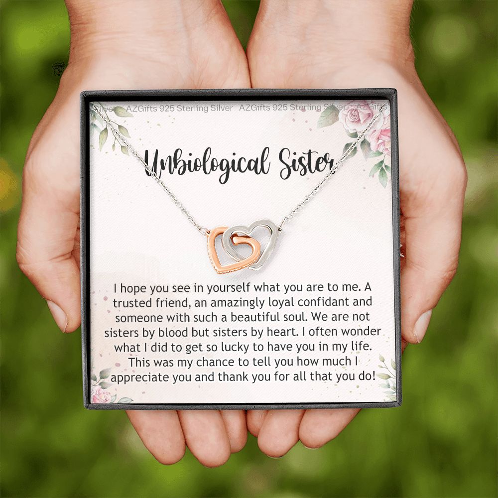 Gifts For Unbiological Sister, Unbiological Sister Gift, Unbiological Sister Gift Birthday, Gift For Best Friends Birthday, Best Friend Gift Interlocking Hearts Necklace