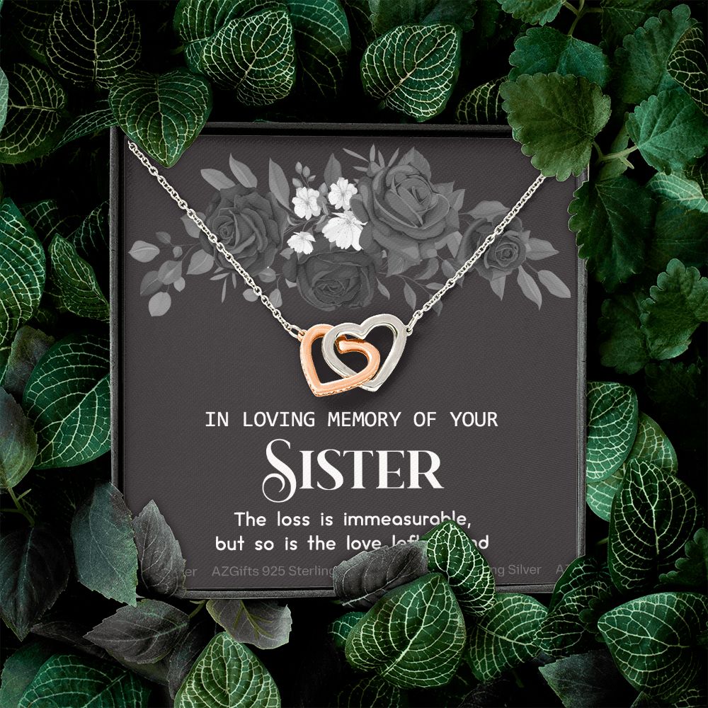 In Memory Of Your Sister, Sympathy Gift Loss Of Sister, Sympathy Gift Box, Loss Of Sister Necklace, Loss Of Sister, Loss Of A Sister Interlocking Hearts Necklace