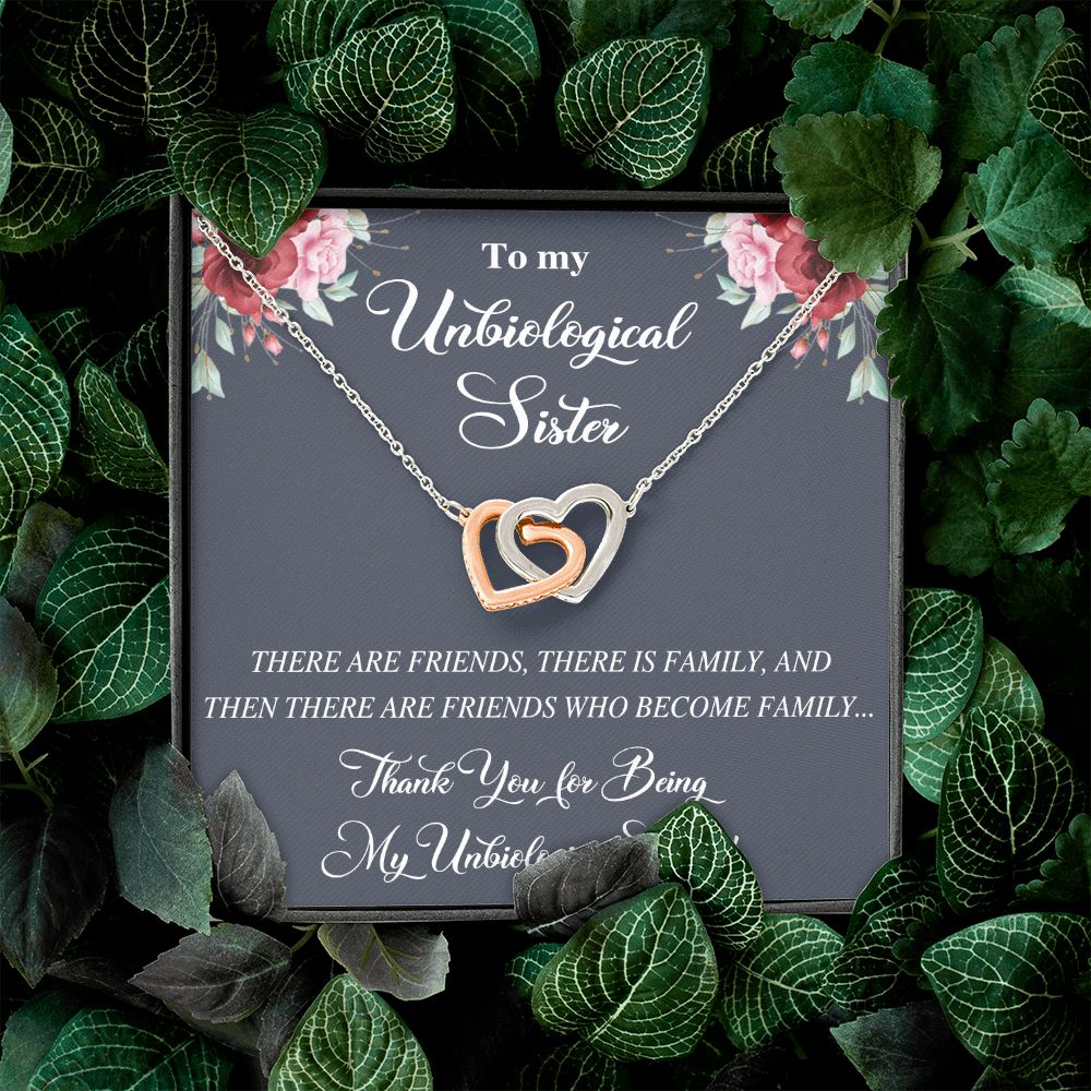Unbiological Sister Alluring Beautiful Necklace, Best Friend Necklace, Soul Gift Interlocking Hearts Necklace