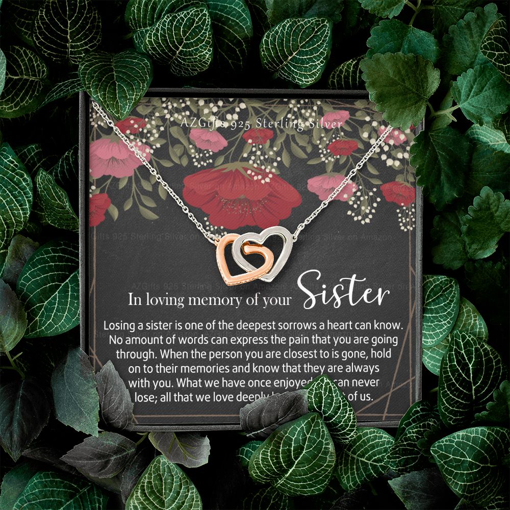 In Loving Memory of Your Sister Necklace Grief Gifts for Grieving Gift for Memorial Pendant Necklace Gifts for Remembrance Gifts for Bereavement Gifts Sorry for Your Loss 301 Interlocking Hearts Necklace
