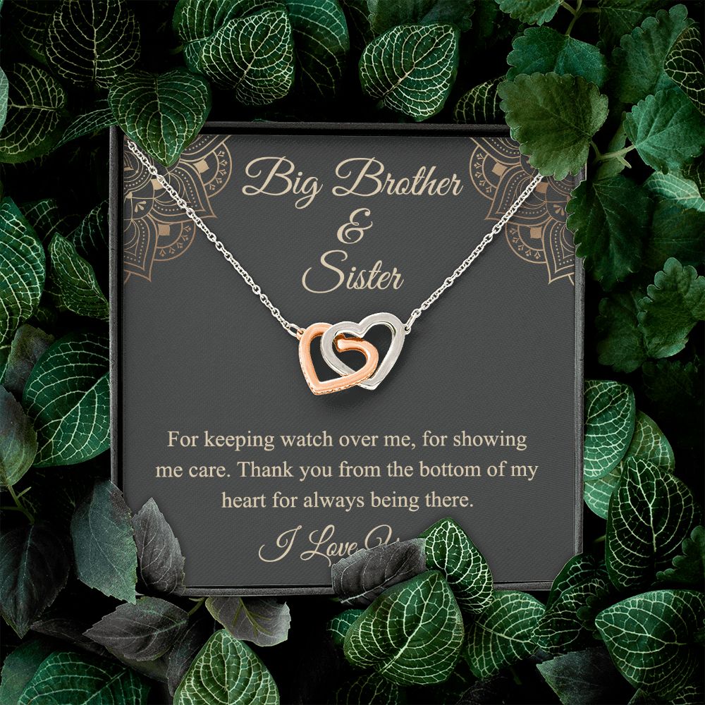Brother Christmas Gift Chain Necklace, Christmas Gift for Brother from Sister Interlocking Hearts Necklace