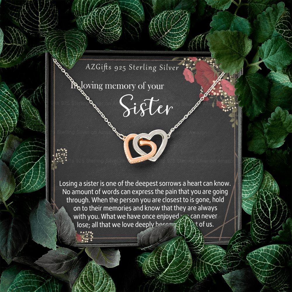 In Loving Memory Of Your Sister Necklace Memorial Gifts For Loss Of Sister Gift Mother Condolence Gift Grief Gift Remembrance Gifts for Bereavement Jewelry Gift for Women 301 Interlocking Hearts Necklace