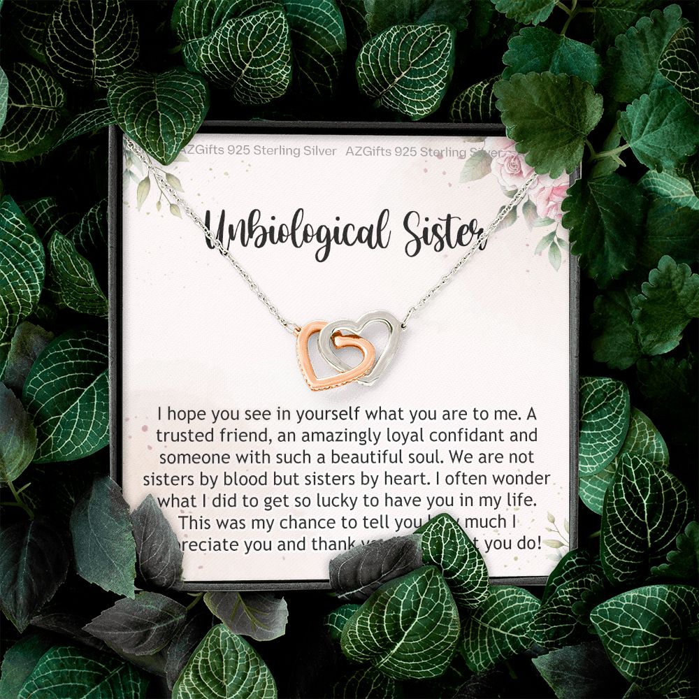Gifts For Unbiological Sister, Unbiological Sister Gift, Unbiological Sister Gift Birthday, Gift For Best Friends Birthday, Best Friend Gift Interlocking Hearts Necklace