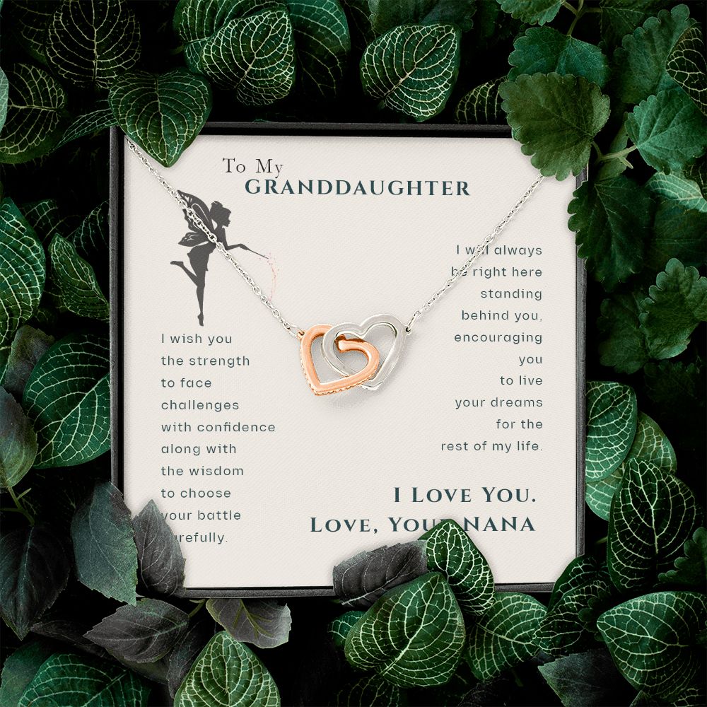To My Granddaughter Dragonfly Necklace, Gift for Granddaughter From Nana Interlocking Hearts Necklace