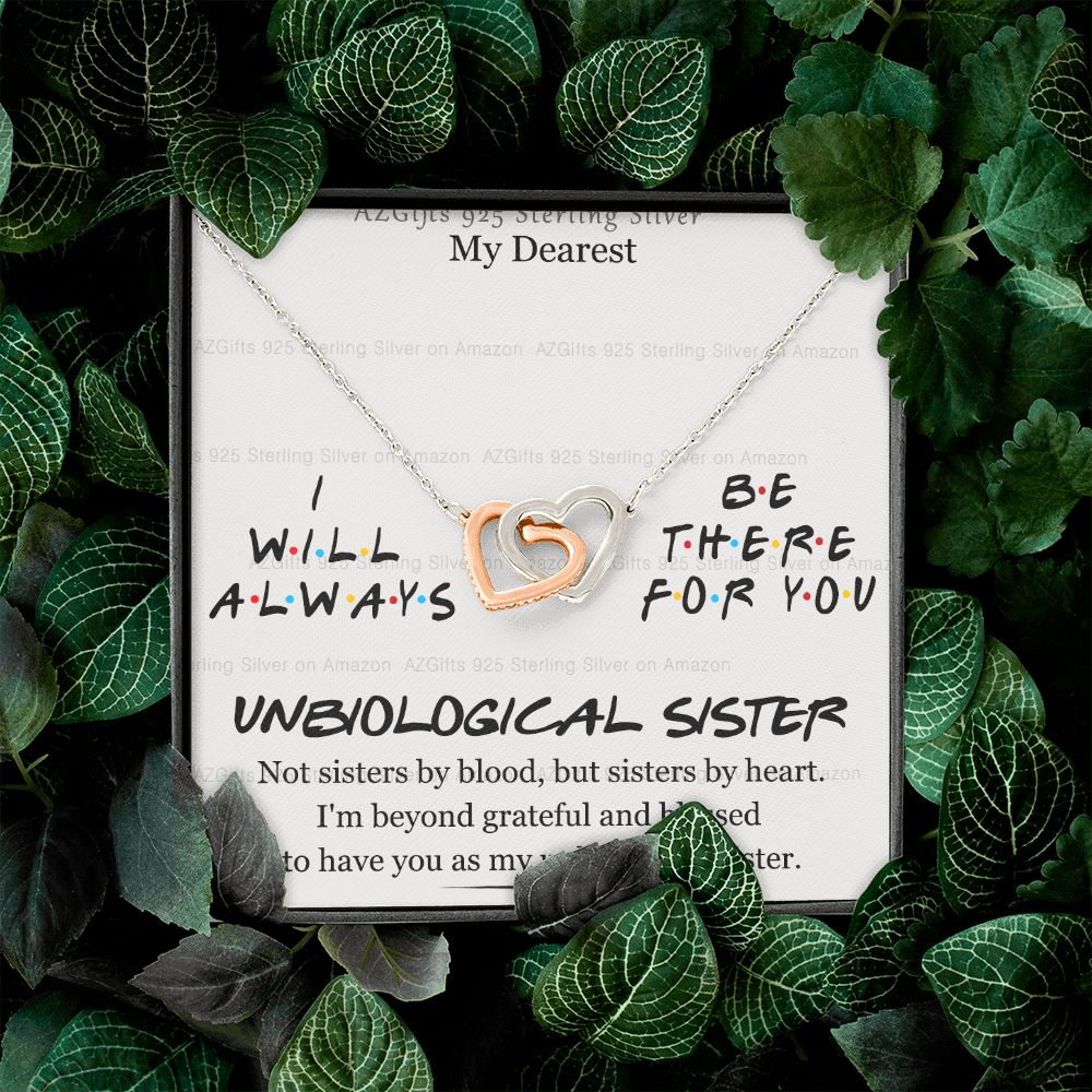 To My Unbiological Sister Necklace Pendant Gift for Soul Sister Unbiological Sister Gift for Women Girls My Unbiological Sister Jewelry Birthday Gift Idea 301 Interlocking Hearts Necklace