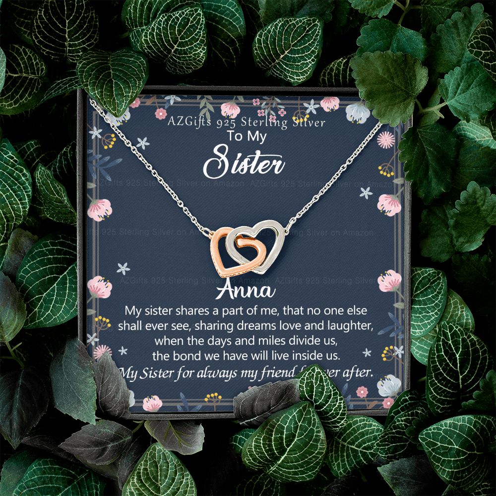 To My Sister Necklace, Pendant Inspirational Jewelry for Women Teen Girl, Keepsake Family and Friendship Gifts, Gift for Sisters, Necklace for Sisters, Sisters Jewelry 301 Interlocking Hearts Necklace
