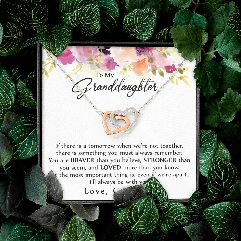To My Granddaughter Love Knot Necklace, Graduation Gift For Girl From Grandma Interlocking Hearts Necklace