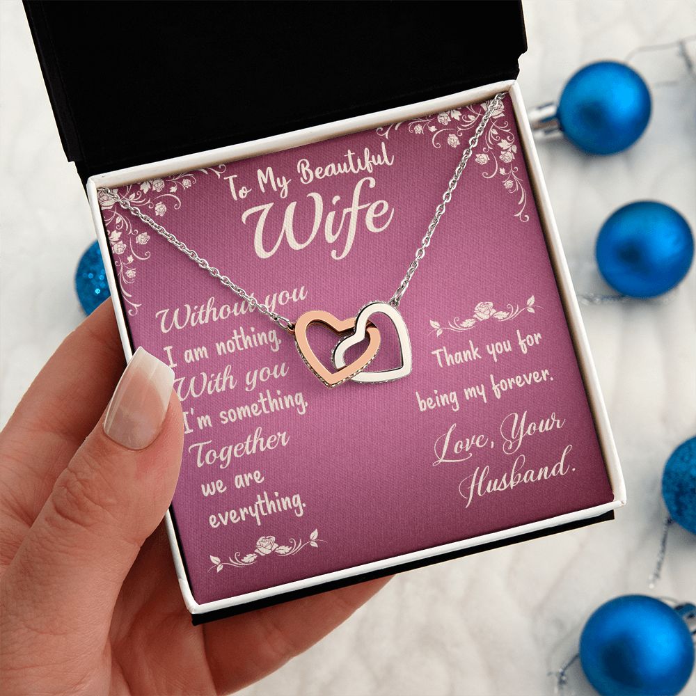 To My Beautiful Wife Necklace, Gift for Wife from Susband, Interlocking Hearts Neckalce Gift for Wife from Husband Necklace for Wife Luxury Jewelry Necklaces Styles On Birthday, Xmas, tyle Luxury Led Box